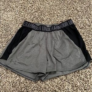 Under Armour Gray and Black Athletic Shorts, size small; no tag